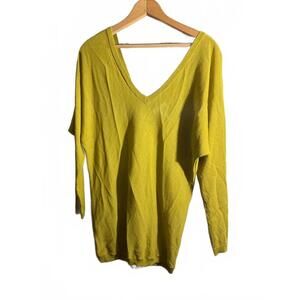 Leith Yellow V-Neck Sweater for Women XS